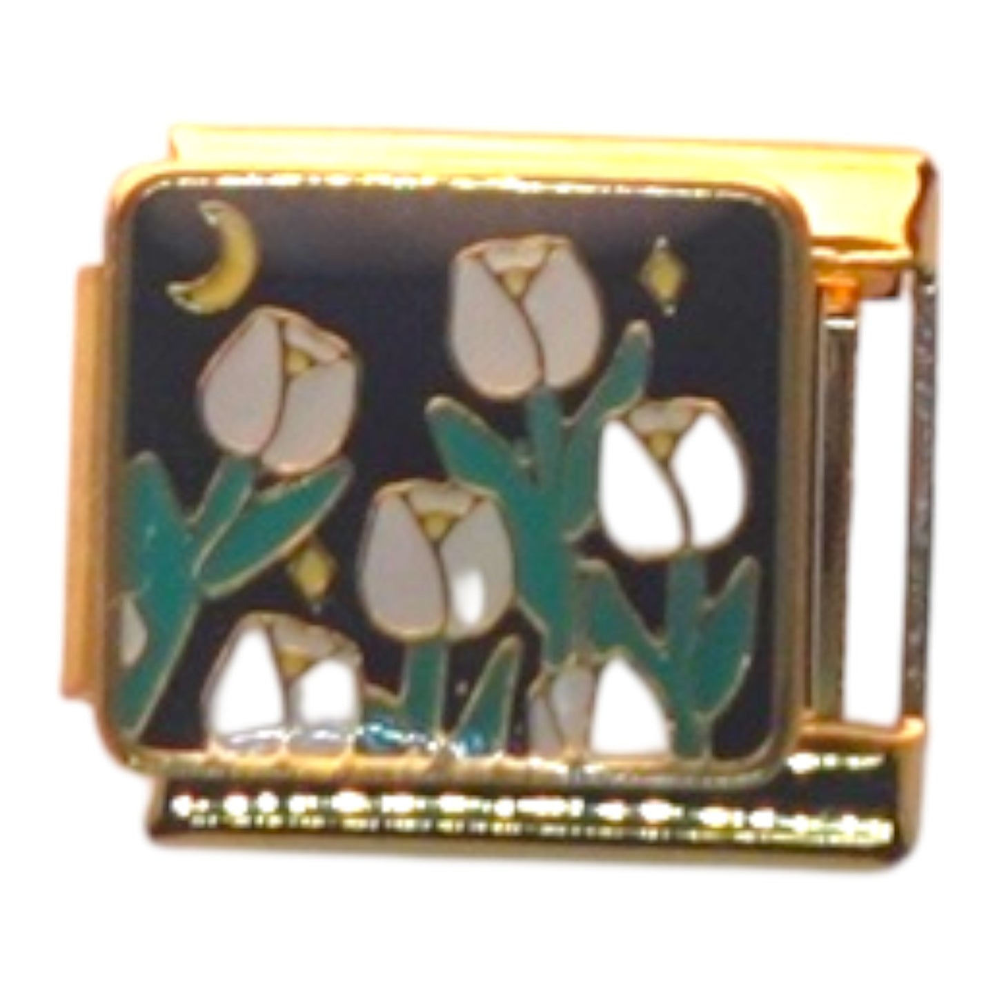 Tulips Gold Italian Charm