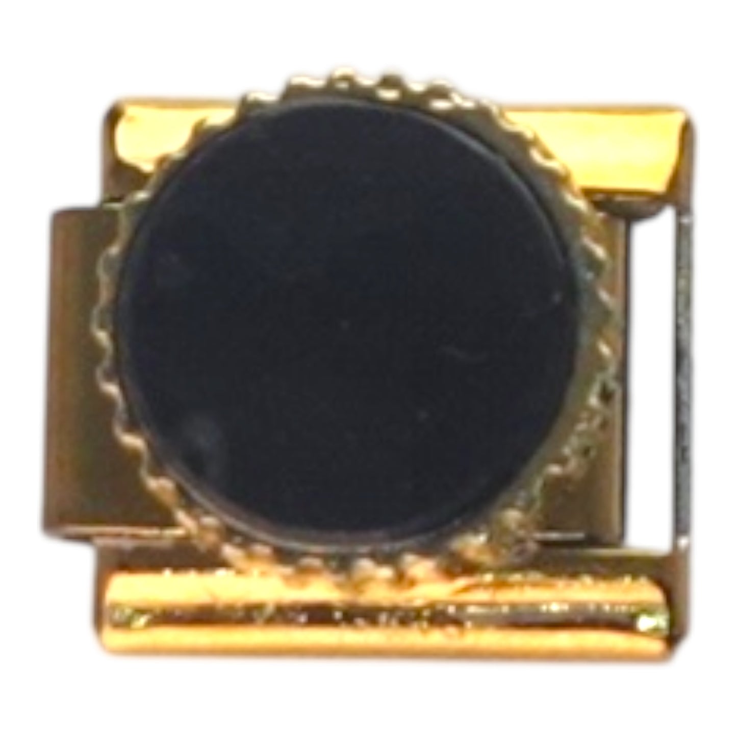 Black Button Gold Italian Charm