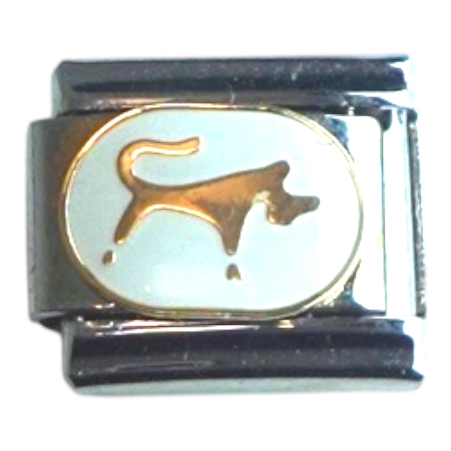 Gold Dog Silver Italian Charm