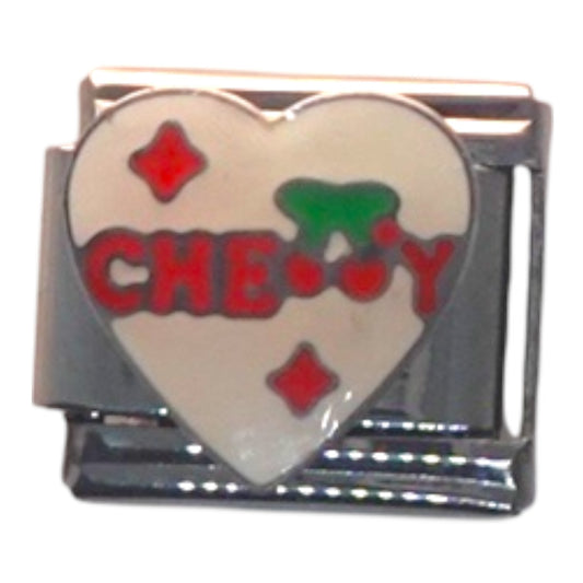 Cheerful Heart Red Silver Italian Charm