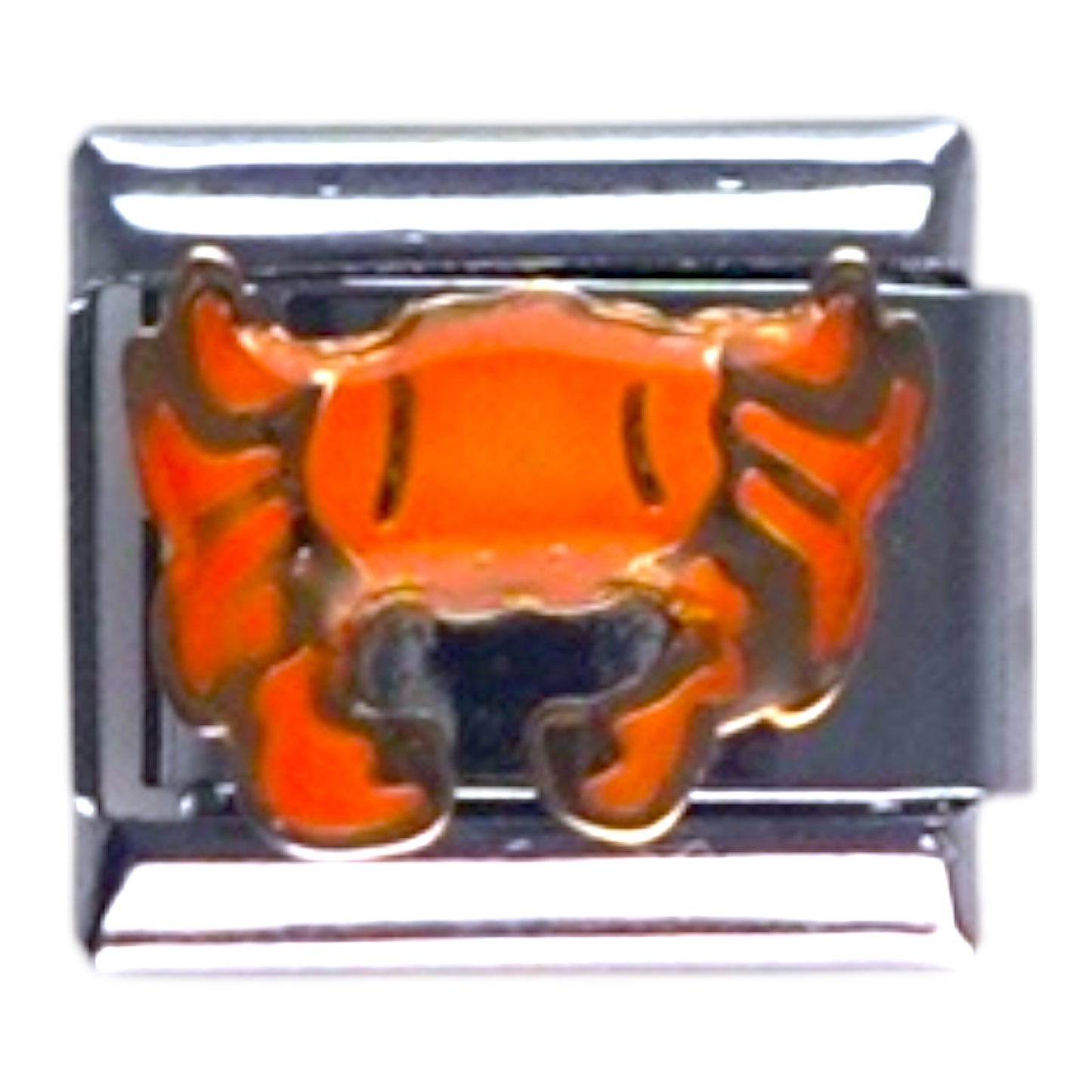 Orange Crab Silver Italian Charm