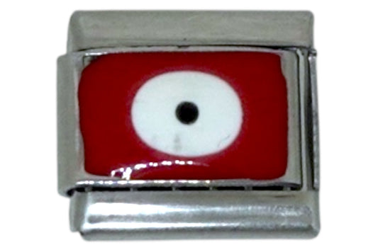 Red and White Eye Silver Italian Charm