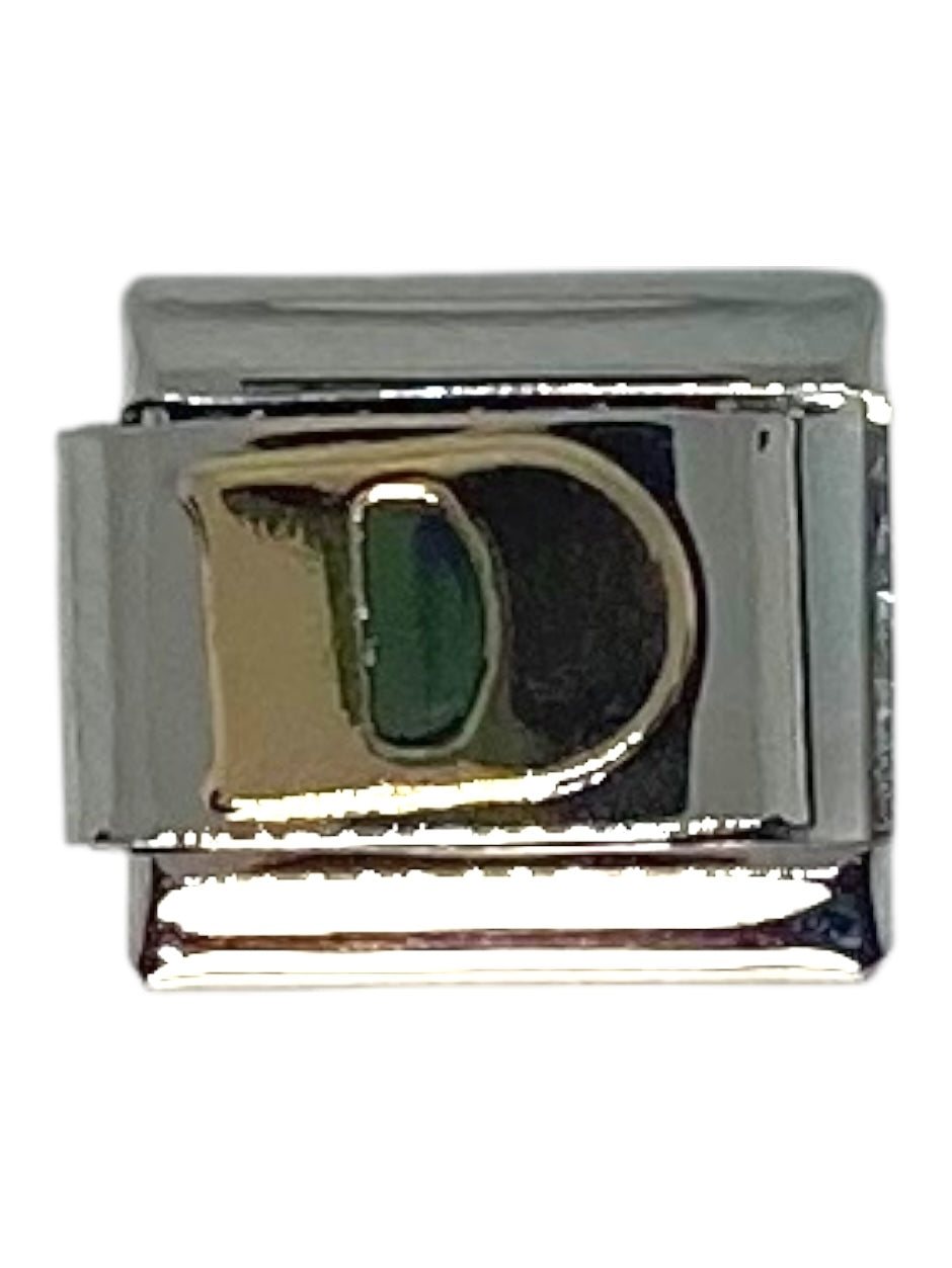 Gold 'D' Letter Silver Italian Charm