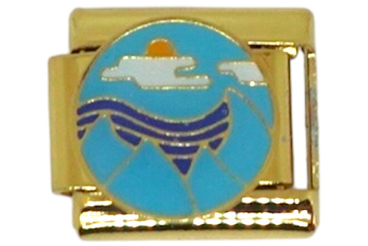 Sunrise Over Waves Gold Italian Charm