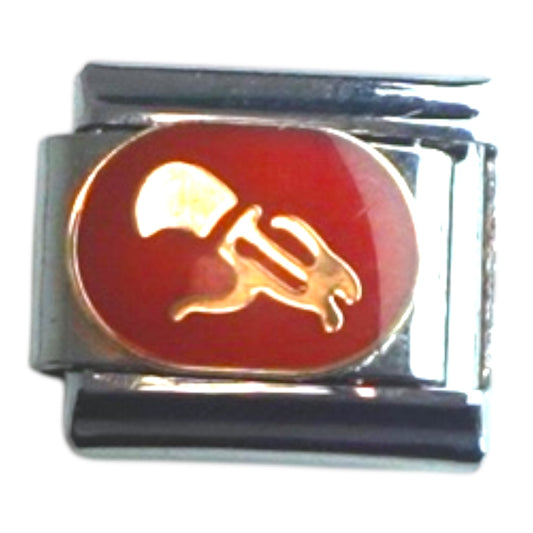 Gold Rabbit with Acorn Silver Italian Charm