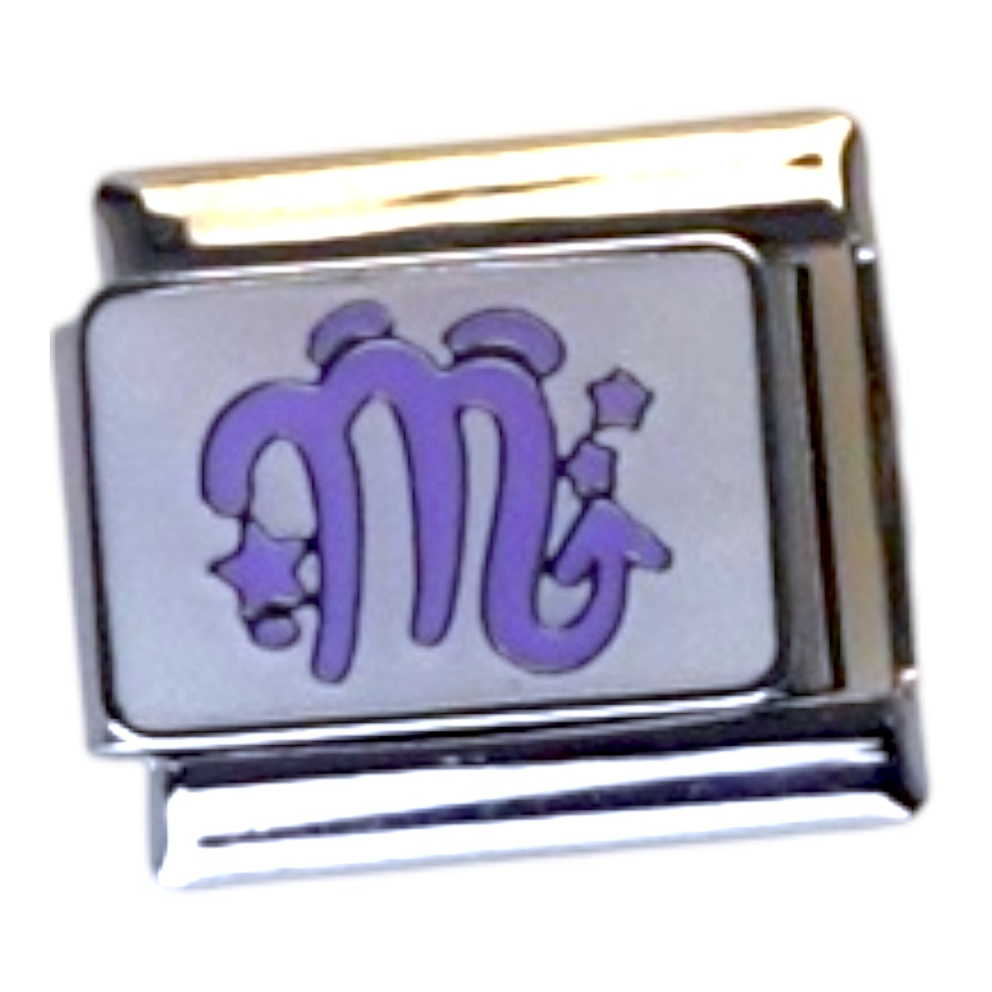 Scorpio Zodiac Purple Silver Italian Charm