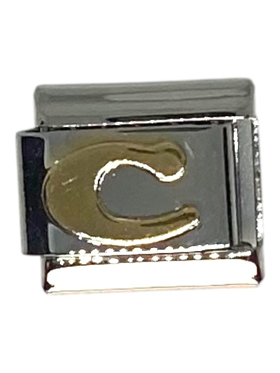 Gold 'C' Letter Silver Italian Charm