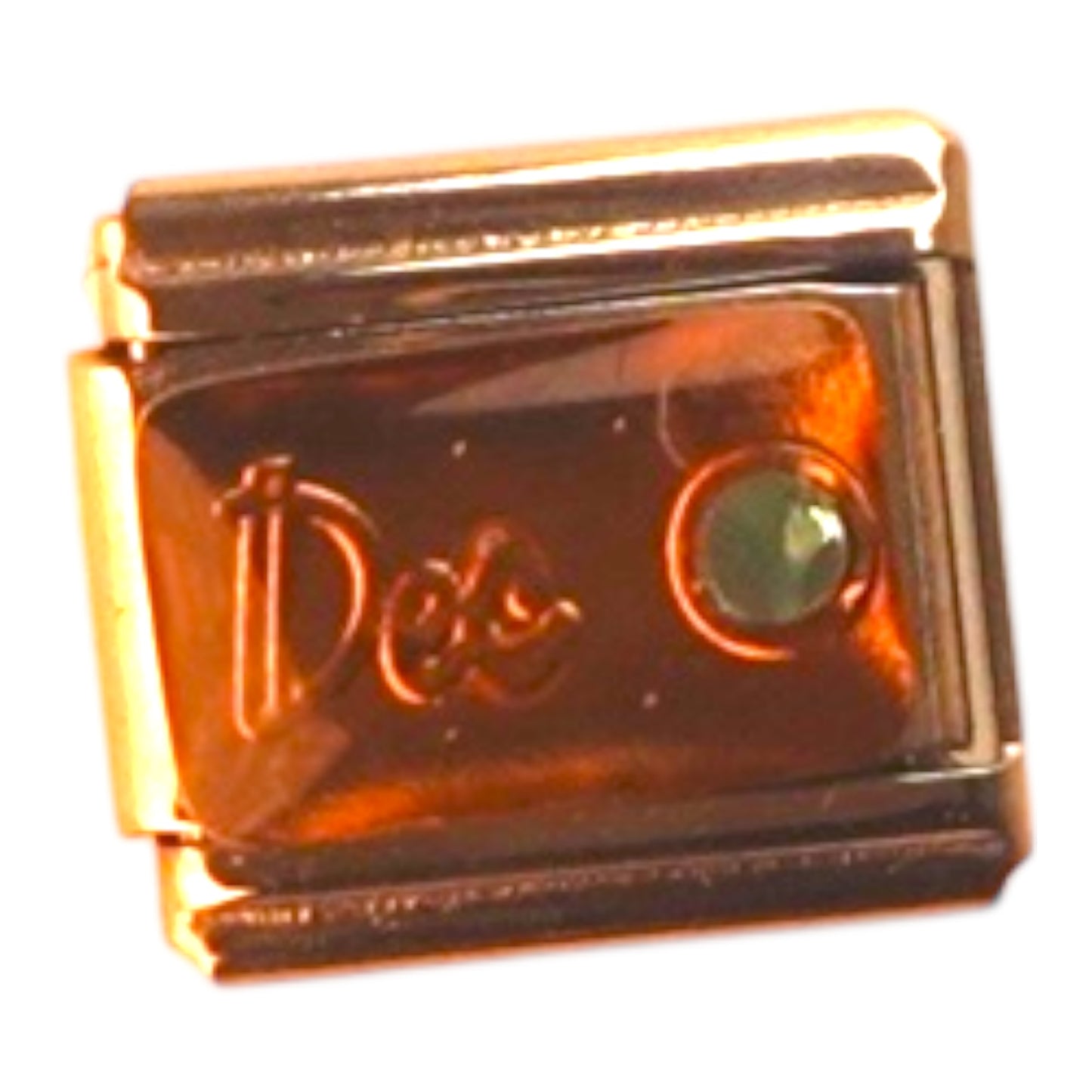 Des with Green Gem Gold Italian Charm