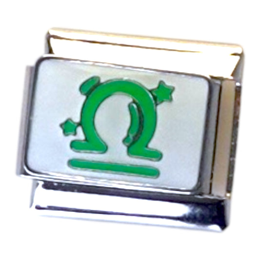 Green Libra Zodiac Silver Italian Charm