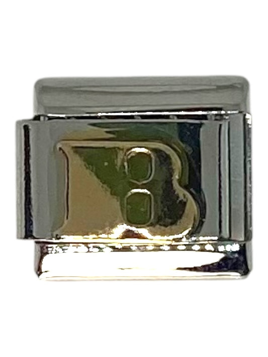 Gold Letter “B” Silver Italian Charm