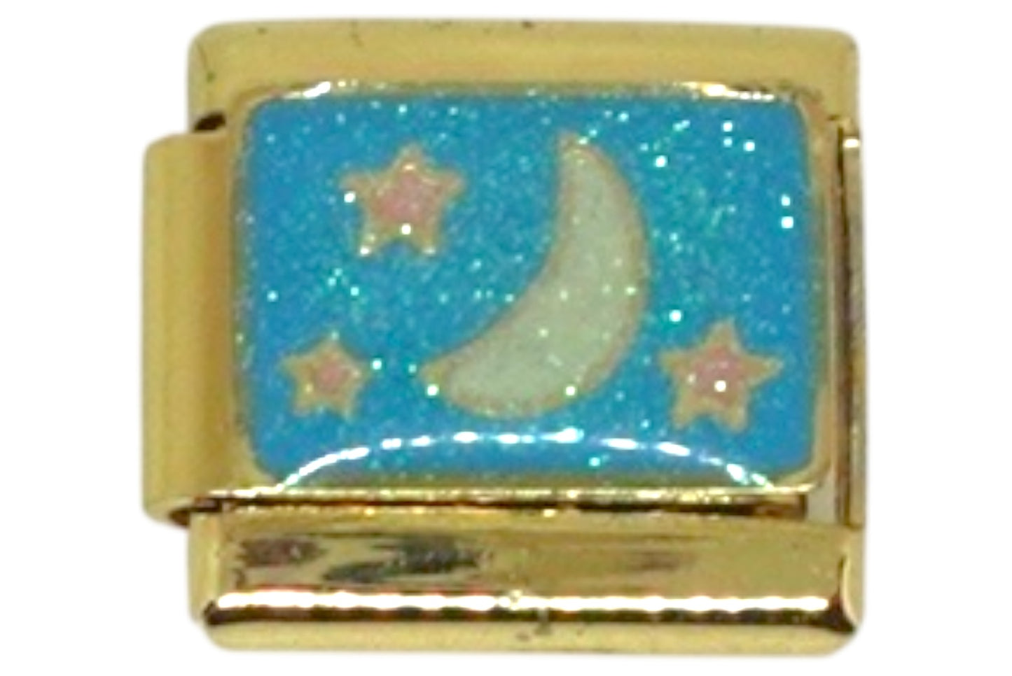 Blue Moon and Stars Gold Italian Charm