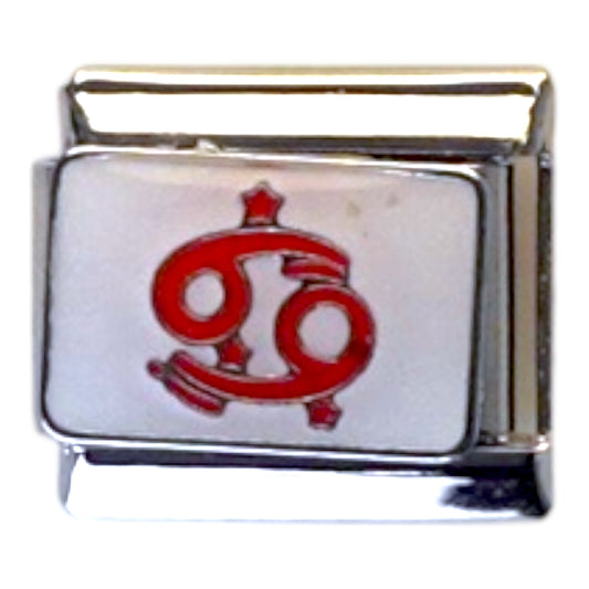 Cancer Red Silver Italian Charm