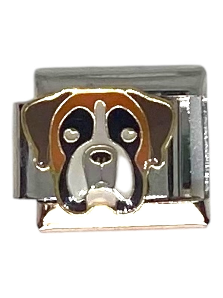 Saint Bernard Dog Silver Italian Charm