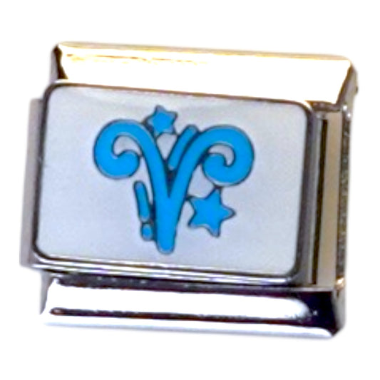 Aries Blue Silver Italian Charm