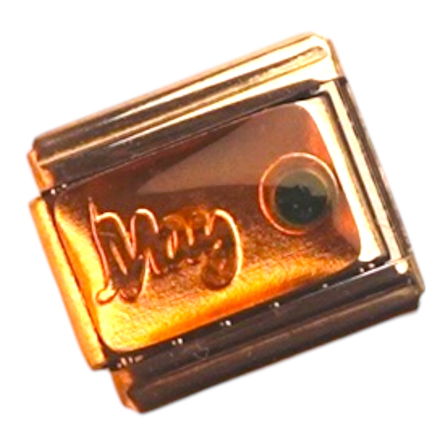 May Birthstone Gold Italian Charm