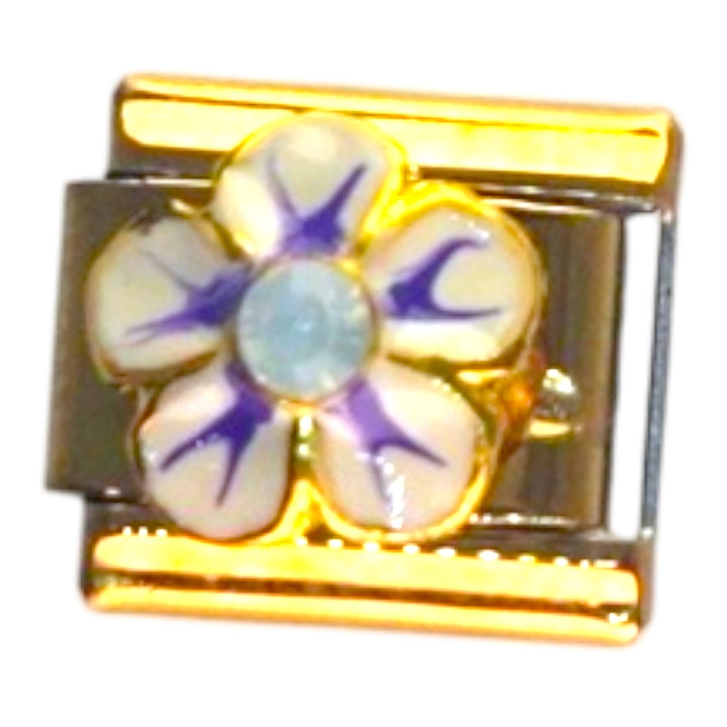 Purple Petal Flower Gold Italian Charm