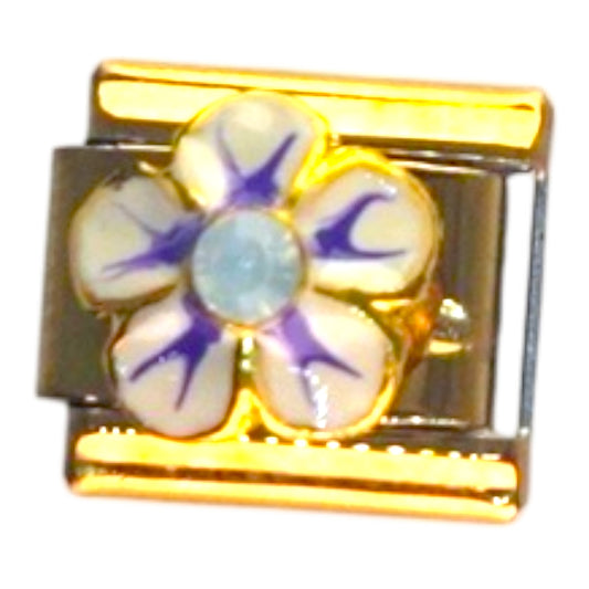 Purple Petal Flower Gold Italian Charm