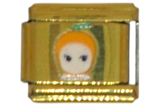 Orange Doll Gold Italian Charm