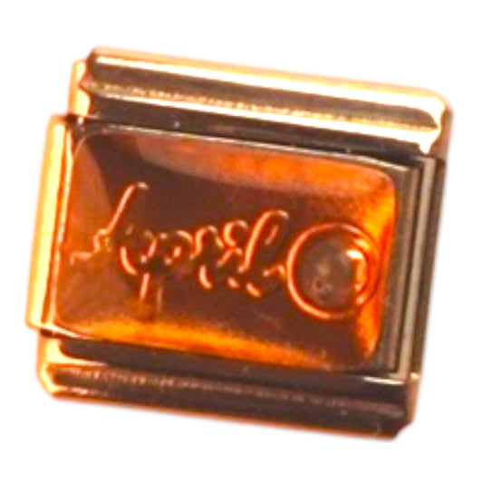 April Birthstone Gold Italian Charm