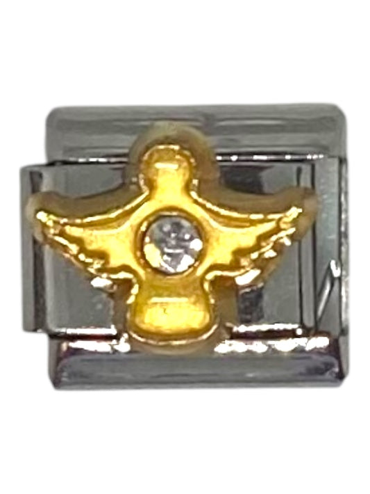 Gold Angel Silver Italian Charm