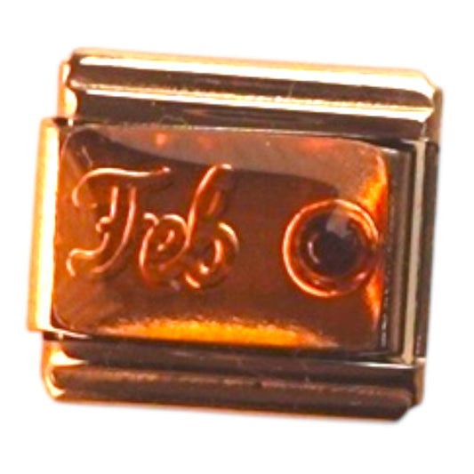 February Birthstone Gold Italian Charm