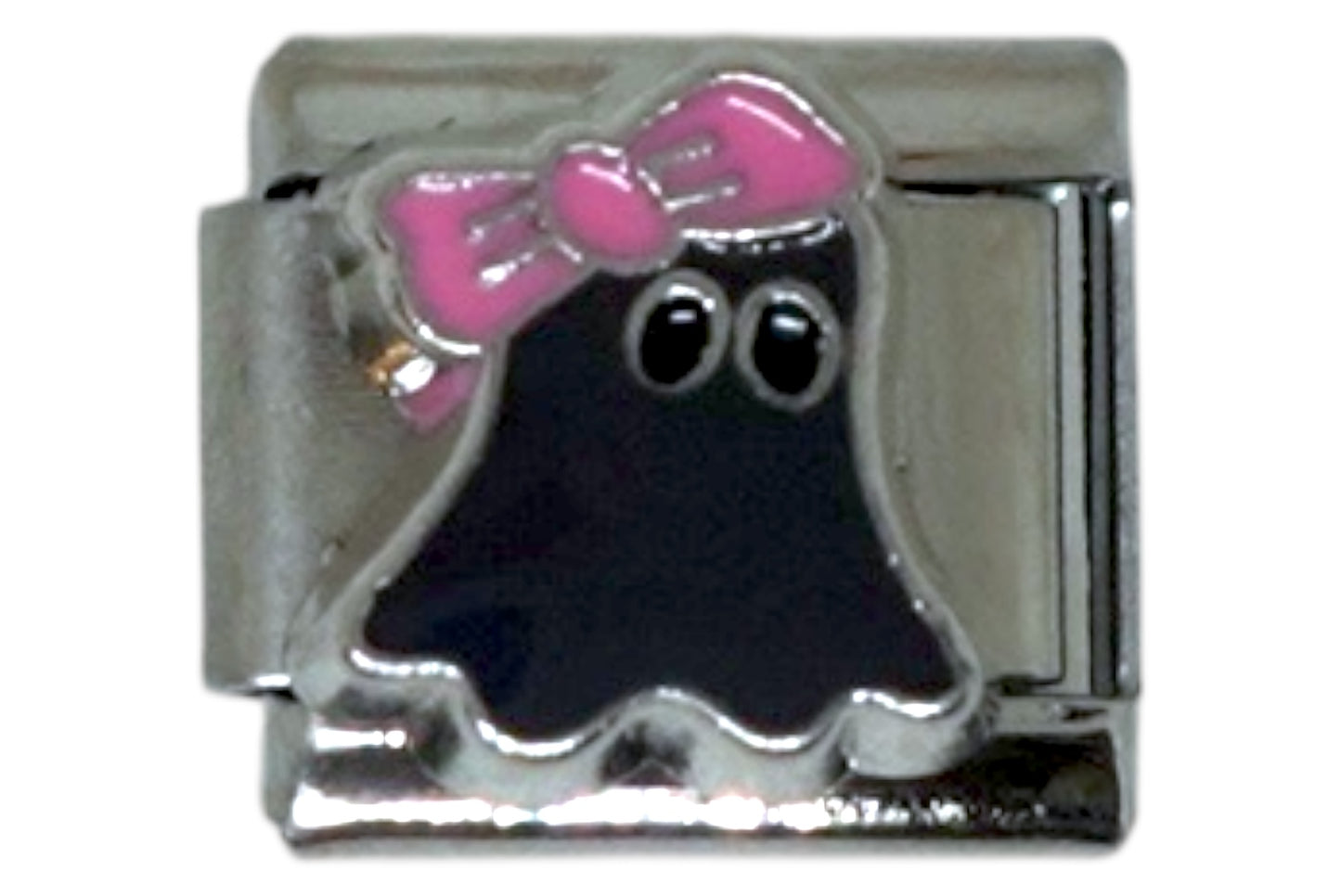 Ghost with Pink Bow Silver Italian Charm
