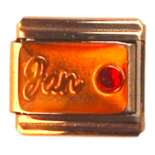 January Birthstone Gold Italian Charm