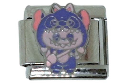 Purple Cartoon Character Silver Italian Charm