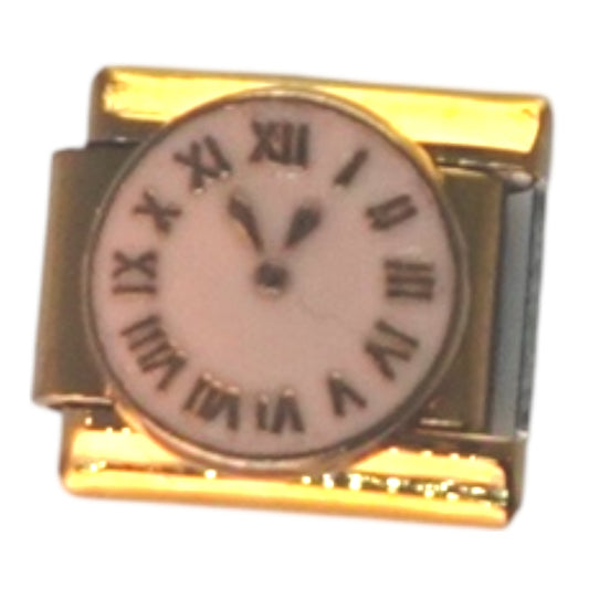 Clock Face Gold Italian Charm