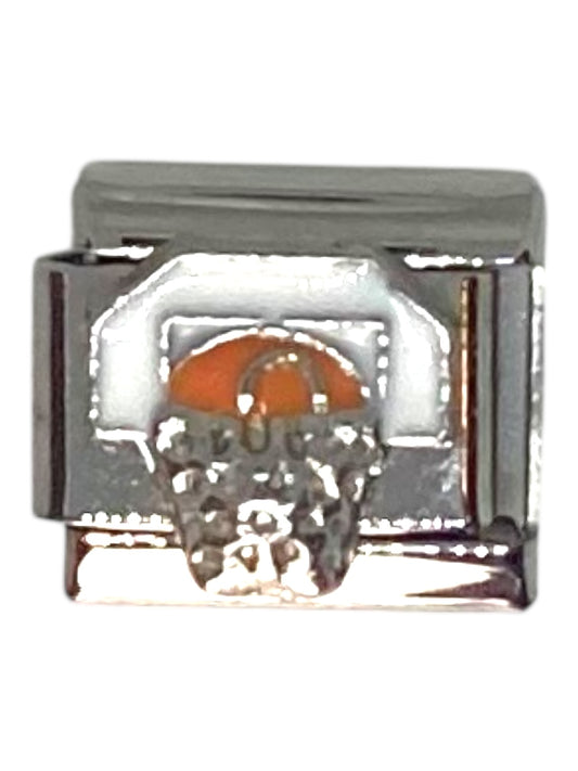 Basketball Hoop Silver Italian Charm