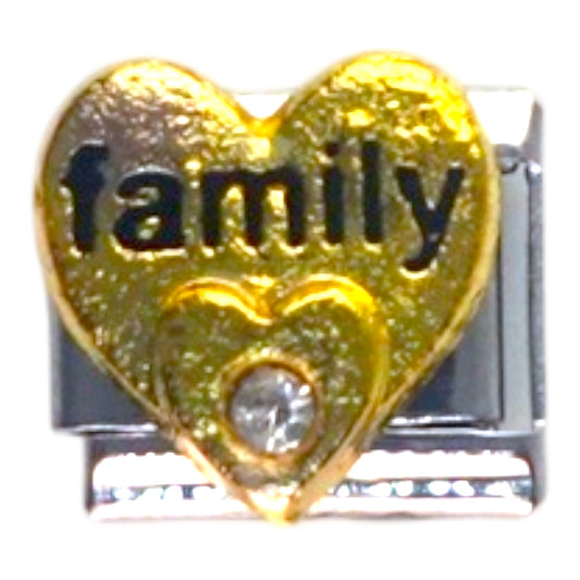 Family Heart Gold Italian Charm