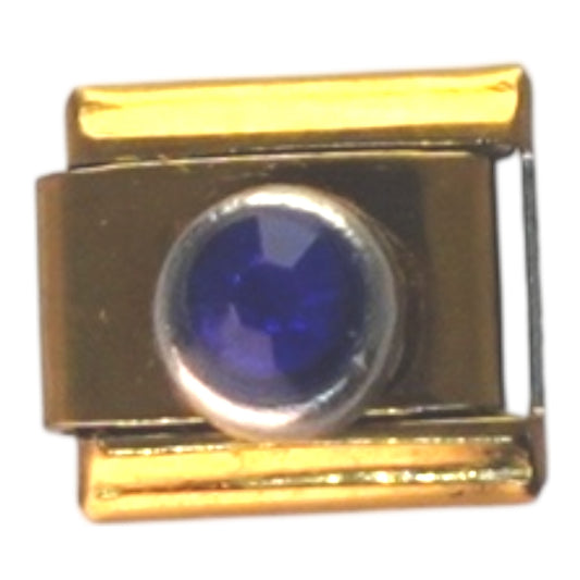 Blue Gem Gold Italian Charm