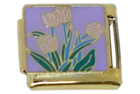Lavender Tulip Silver Italian Charm