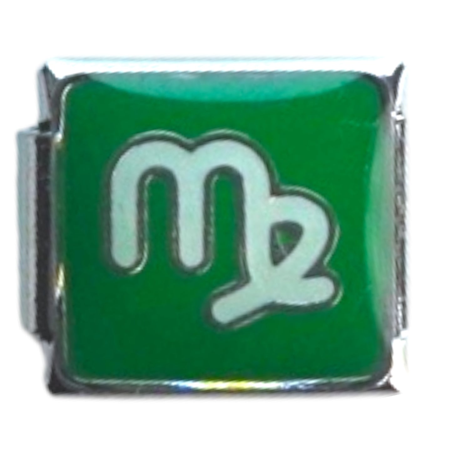 Virgo Green Silver Italian Charm