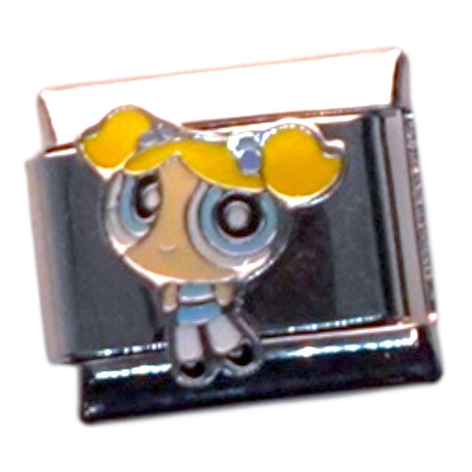 Bubbles from The Powerpuff Girls Silver Italian Charm