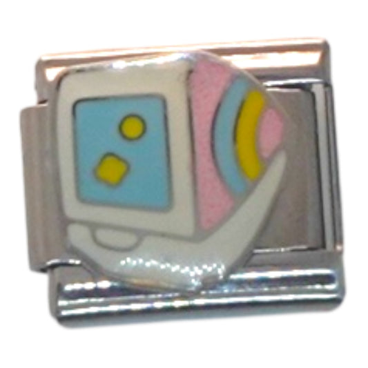 Retro Computer Silver Italian Charm