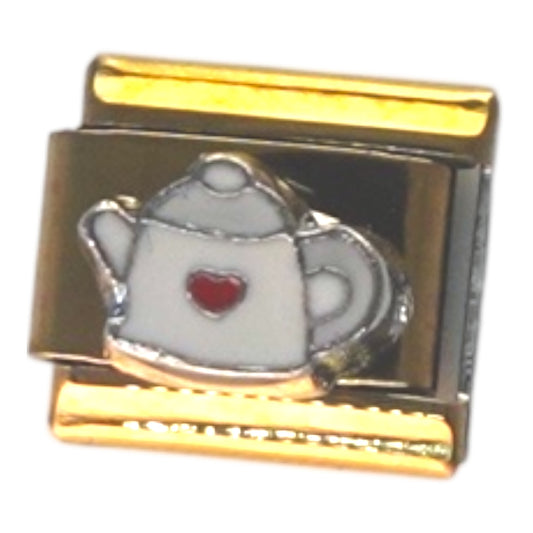 Teapot with Heart Gold Italian Charm