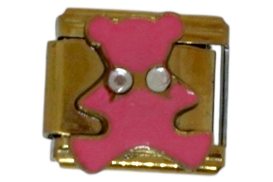 Pink Bear Silver Italian Charm