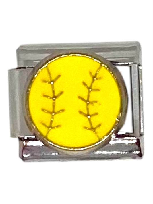 Softball Silver Italian Charm