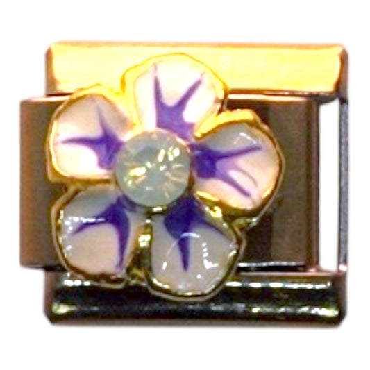 Purple Flower Gold Italian Charm