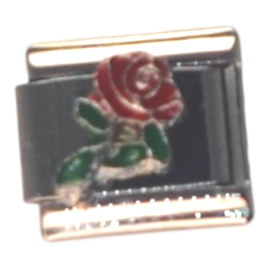 Rose Silver Italian Charm