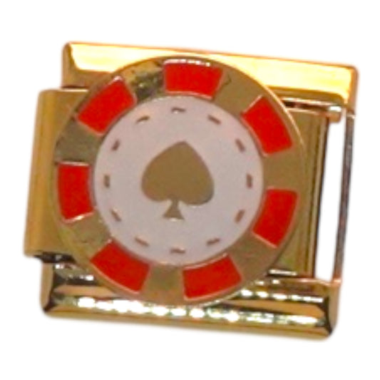 Spades Poker Chip Gold Italian Charm