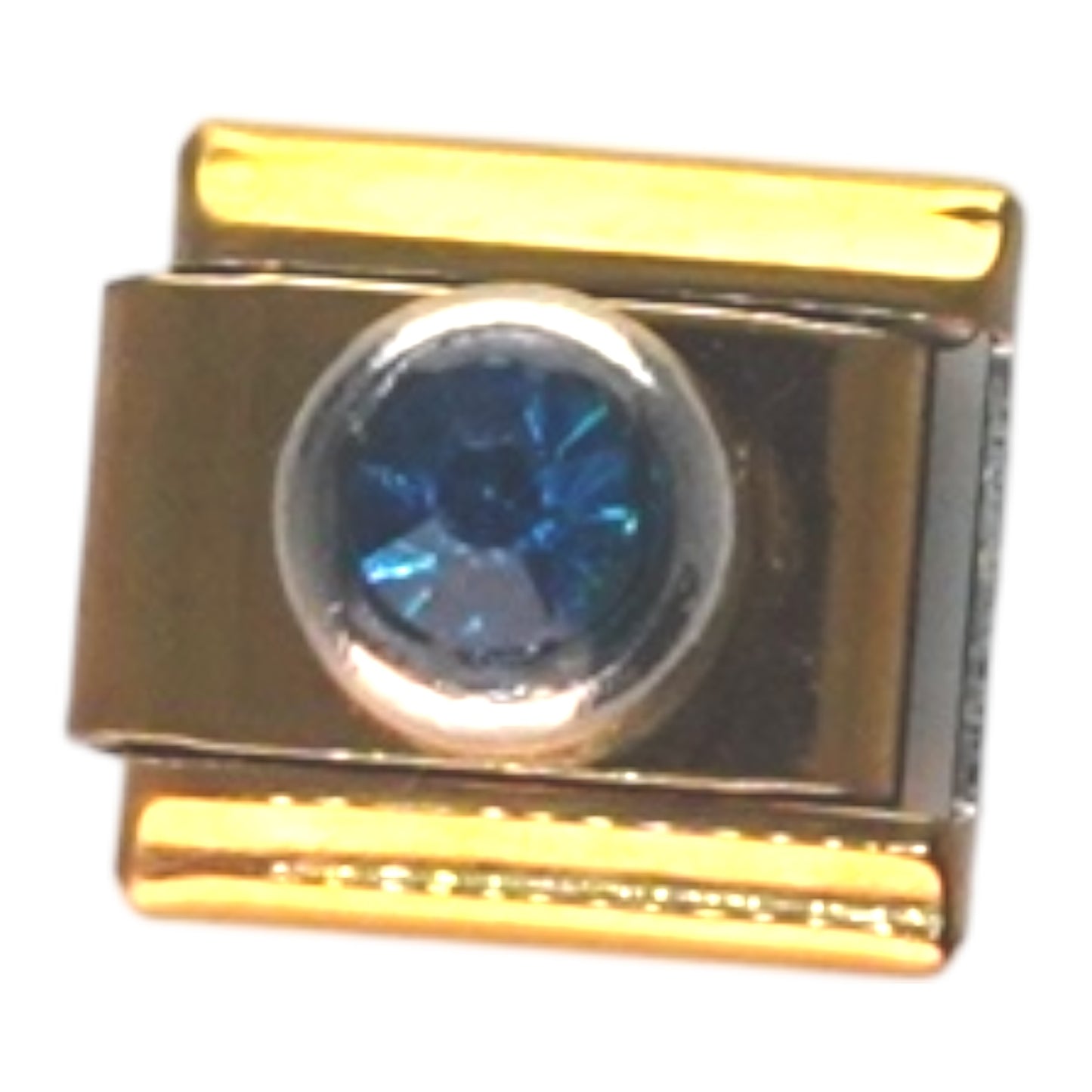 Blue Crystal Gold Italian Charm