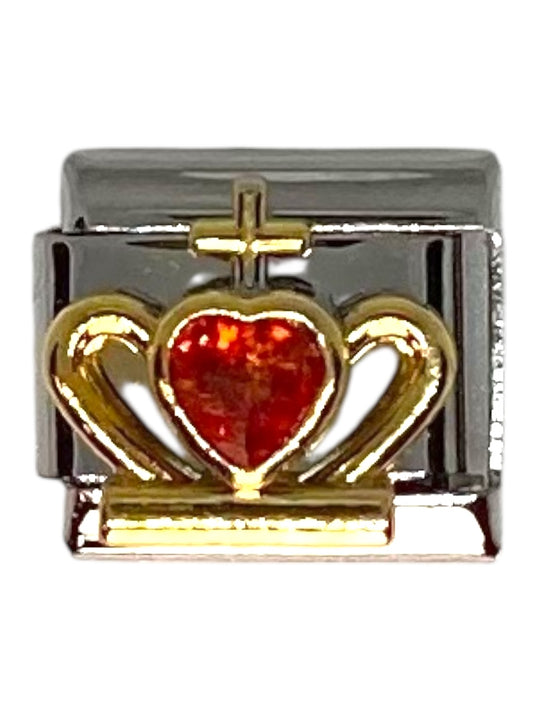 Crowned Heart Silver Italian Charm