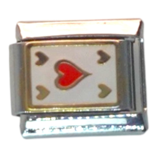 Heart Card Silver Italian Charm