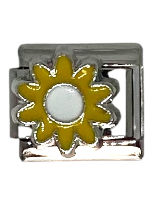 Yellow Sunflower Silver Italian Charm