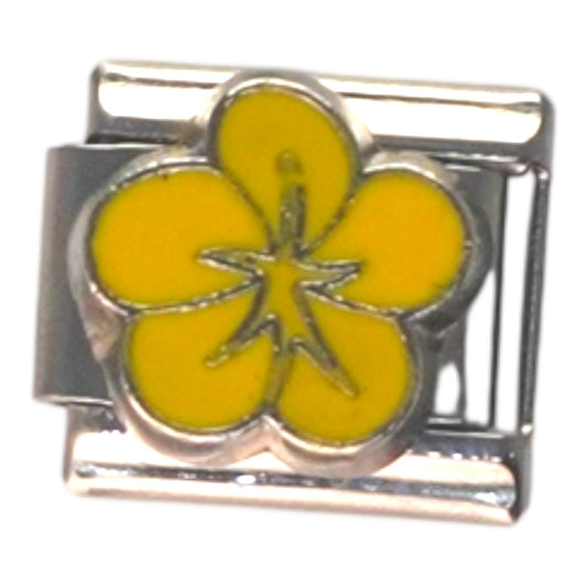 Yellow Flower Silver Italian Charm