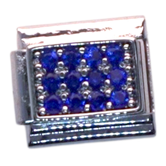 Blue Sapphire Pave Silver Italian Charm