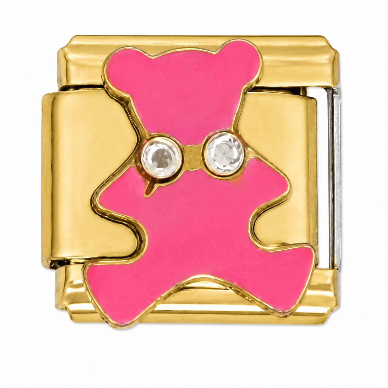 Pink Bear Silver Italian Charm