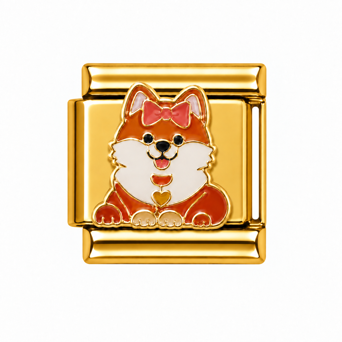 Pink Bow Pomeranian Gold Italian Charm